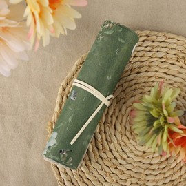 Pencil Case Roll, Vintage Canvas Pencil Case, Colorful Canvas Roll-up Pencil Case with Suede Velvet Strap Liner for Pencil, Green, Vintage Chinese