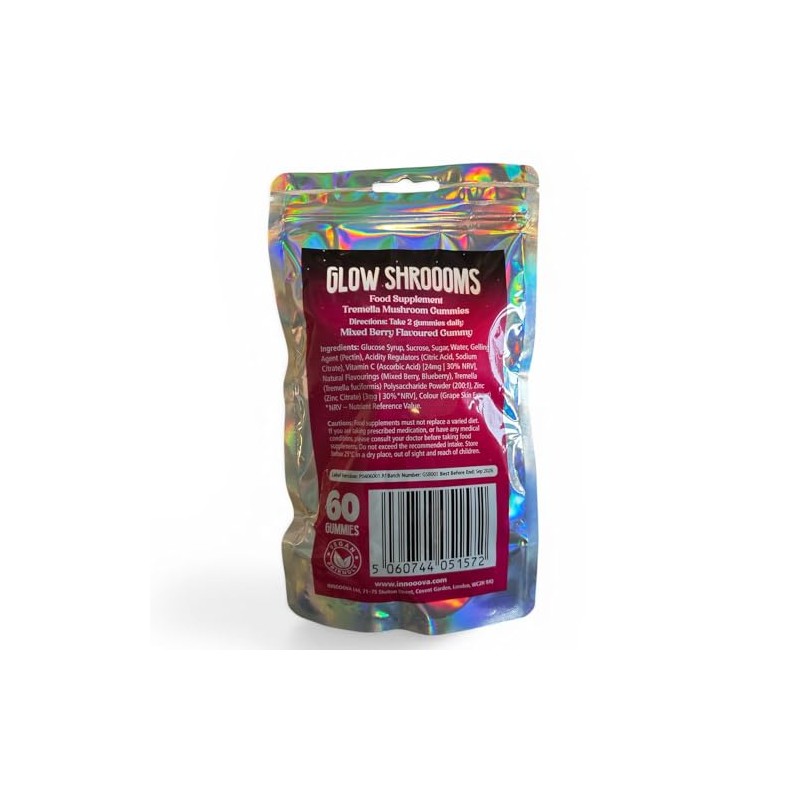 Glowshroooms Mushroom Gummies with Tremella Berry 60 Count