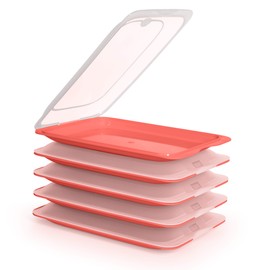 Hochwertige Aufschnitt-Boxen 5er Set platzsparend stapelbar (Stapelboxen) / Vorratsdosen-Set für Aufschnitt mit integrierter Servierplatte. Foodcenter Frischhaltedosen für den Kühlschrank…