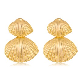 RAUCHBE Gold Shell Dangle Earrings for Women Seashell Drop Earrings Ocean Beach Earrings Summer Jewelry