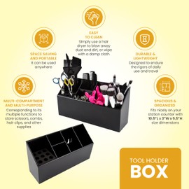 Hair Supplies Organizer - Hair Brush Holder - Salon Tool Holder - Scissor Holder - Shear Holder - Hair Stylist Essentials - Hair Dresser Organizer (Black)