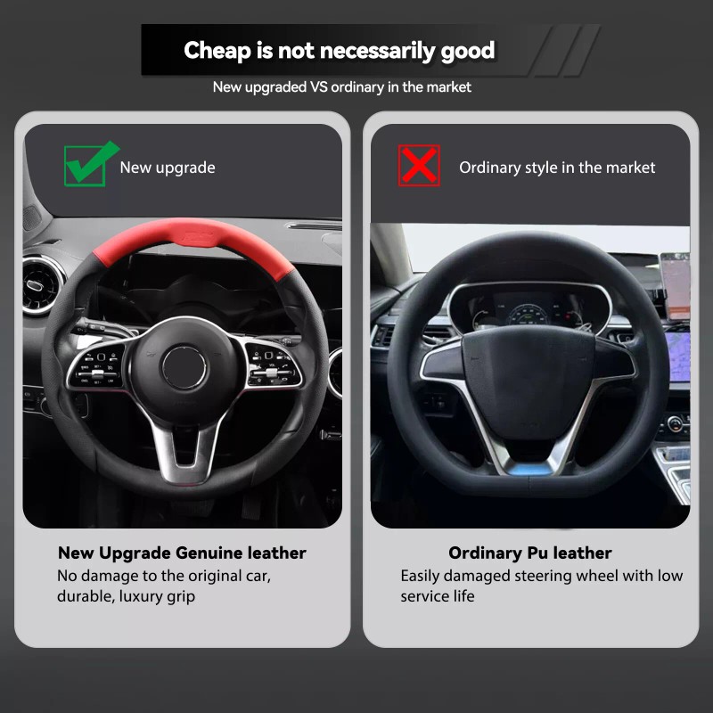XUKEY Car Steering Wheel Cover Leather Breathable Anti-slip Car Accessories