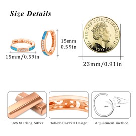 ZIPPICE Opal Earrings Women's 925 Sterling Silver Hoop Earrings Opal Hoop Earrings Small Silver Earrings Zircon Earrings Opal Jewellery Gifts for Women Wife Girls 15 mm, Sterling Silver