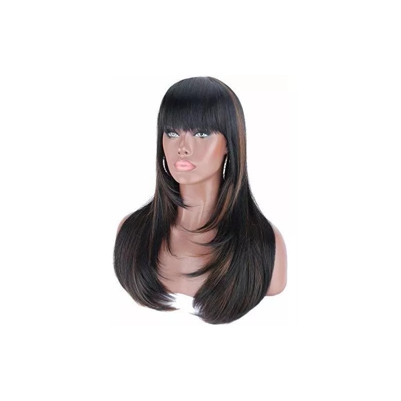Kalyss Peluca Negro Con Marrón Liso 60 Cm Kalyss