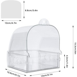 Lyfengdeam Bird Bath Cage - Transparent Hanging Bathtub with Hooks and Drawer for Cage Parrots, Pet Supplies for Clean Bathing, Shower Accessory with Easy Cleaning (Transparent)