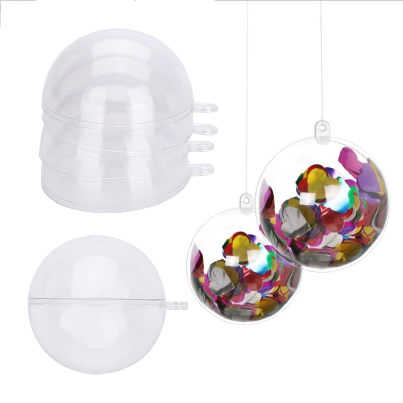 Pack of 20 Transparent Plastic Baubles Fillable Empty Plastic Baubles