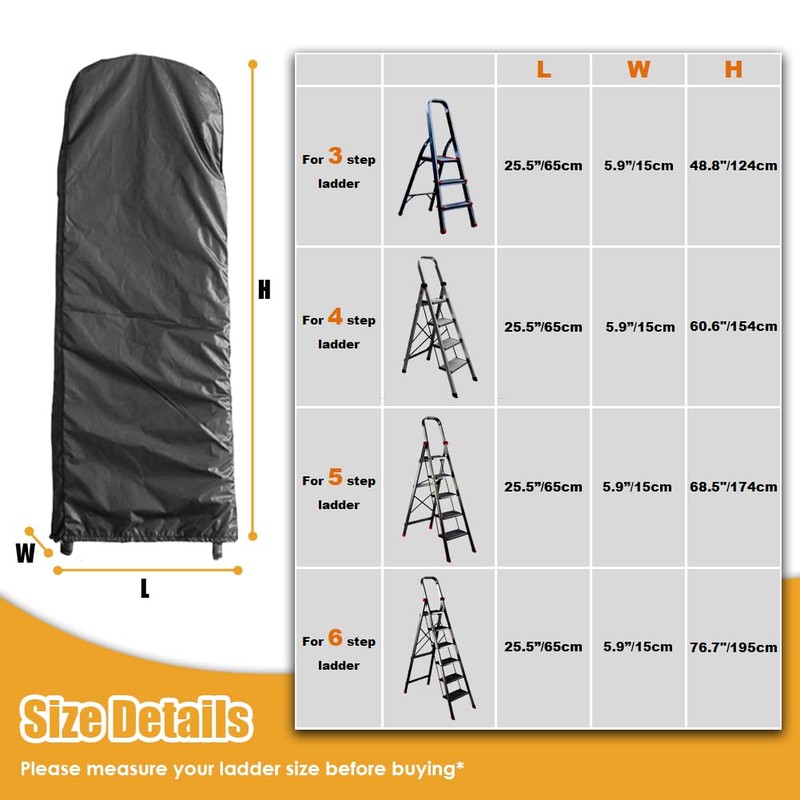COOSOO Folding Ladder Cover Dustproof & Waterproof with Drawstring for