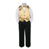 4pc Formal Baby Teens Boys Mustard Vest Bow Tie Black