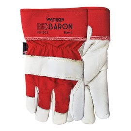 Watson Gloves Classic Red Baron Winter Work Glove - Full-Grain Cowhide Leather, Heavy Sherpa Lining, Cotton Drill Back
