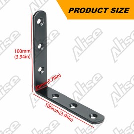 Alise Floating Shelf Brackets,Black L Bracket for Shelves Heavy Duty Wall Bracket Corner Brace,5x5 Inch Stainless Steel Joint Angle Bracket for Wooden Board Hanging Support,4 Pack