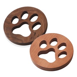 Neko Town Wooden Coasters for Cats, Wood, Water Absorbent, Durable, Thick, Paw, Round, Cute, Stylish, Animal, Set of 2
