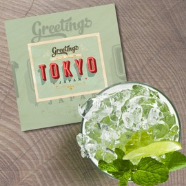 Unbranded Tokyo Japan Vintage Greetings 4'' X 4'' Square Wooden Coaster