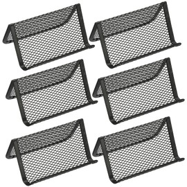 PATIKIL Business Card Holder for Desk, 6 Pack Metal Business Card Holders Mesh Card Stand Organizer Cards Display for Office Exhibition, Black