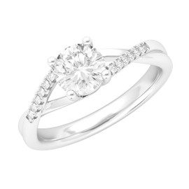 Sterling Silver Twisted Split Shank Simulated 1.0 CT Diamond Engagement Ring Promise Bridal Ring (4)
