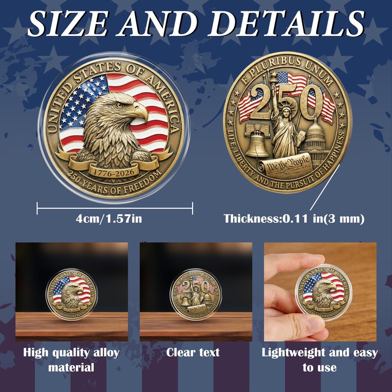 CRASHOT USA 250th Anniversary Commemorative Coin, Antique Bronze American Eagle