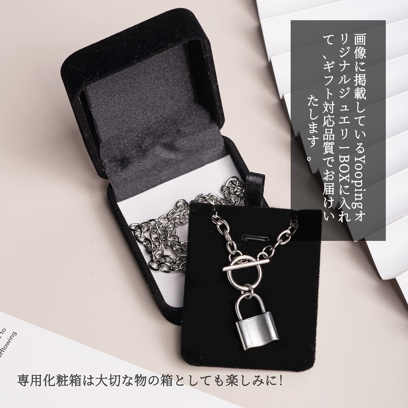 Yooping Men's Necklace, Silver, Padlock, Pendant, Stainless Steel