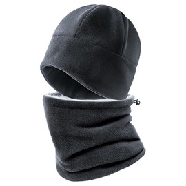 KXF Mens Winter Warm Beanie Hat Scarf Neck Warmer Gaiter Set Thermal Thick Skull Cap Double-layer Windproof Muffler for Men