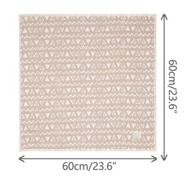 Elerevyo Women's Geometric Printed Cotton Linen Scarves, Retro Lace Trim Square Headscarf Neckerchief 60x60cm/23.6x23.6 Geometric-2-Khaki