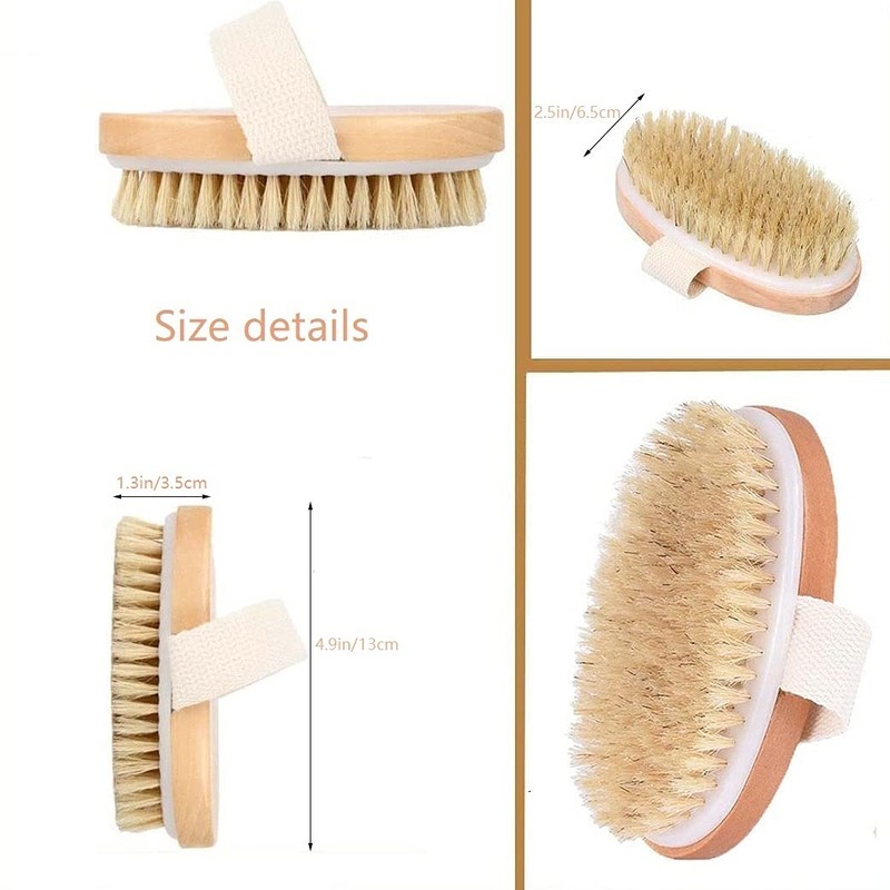 Dry Brush for Lymphatic Drainage Exfoliating Shower Bath Natural Wood