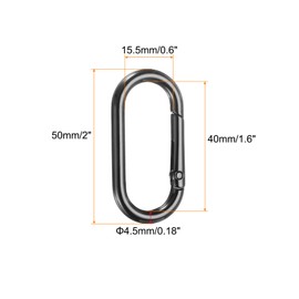 sourcing map 10 Pcs Spring Oval Rings, 15.5mm/0.6" ID 40mm/1.6" OD Spring Key Ring Clips Snap Buckle Zinc Alloy Trigger Rings for Keyring Buckle Handbag Purses Bags Wallets, Black