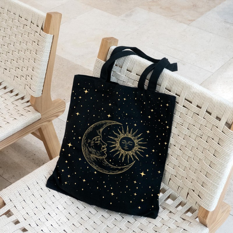 Witchy Canvas Tote Bag for Women, Canvas Totes Bag with