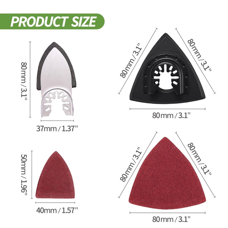 Litorange 123 Pcs Oscillating Tool Sanding Triangular Finger Pads Kits,