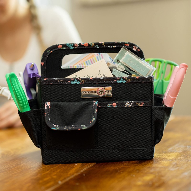 Everything Mary Craft Caddy, Black & Floral - Art Storage