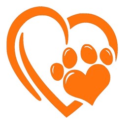 Paw Print Sticker Vinyl Decal Car Window Bumper Heart Love Pets Cat Dog Animals (7" x 7", Orange)