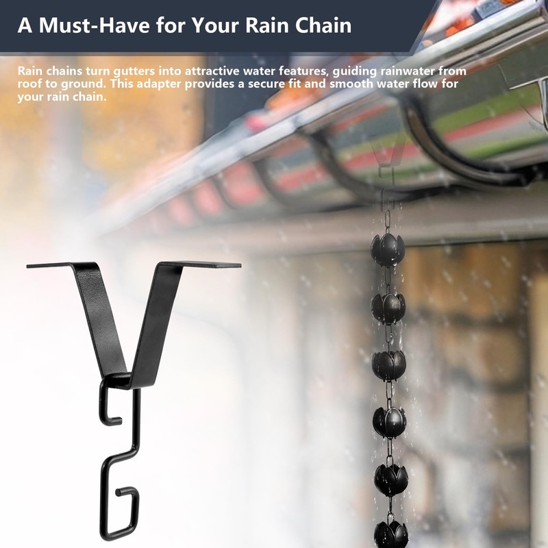 Rain Chain Gutter Adapter Clip – V-Shaped Rust-Proof Aluminum Gutter