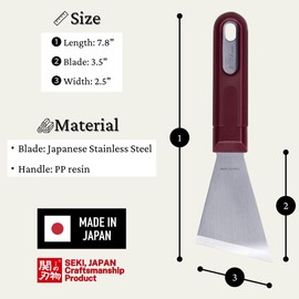 ALLEX Japanese Paint Scraper Tool 2.5" Slant for Corner, Heavy Duty Full Tang, Sharp Japanese Stainless Steel Blade, Professional Scraper Knife for Paint, Metal, Carbide, Rust, Made in JAPAN