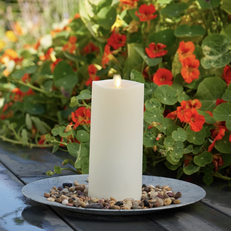 Luminara Outdoor Flameless LED Ivory Candle Melted Edge 3.75" x