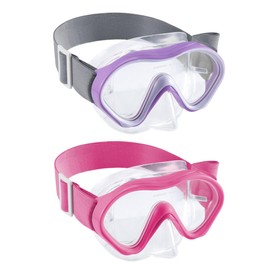 Aegend 2 Pack Kids Snorkel Goggles - Knitted Strap - Kids Swim Goggles with Nose Cover for 3-12, Purple white & Rose-red