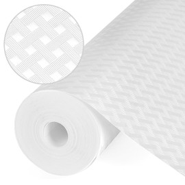 Origuuds Shelf Liners, Non-Adhesive Drawer Liner, Waterproof & Oil-Proof Kitchen Cabinet Cupboard Liner Plastic EVA Material BPA Free Fridge Liner Mats Paper Protector for Shelves (White/12in x 120in)