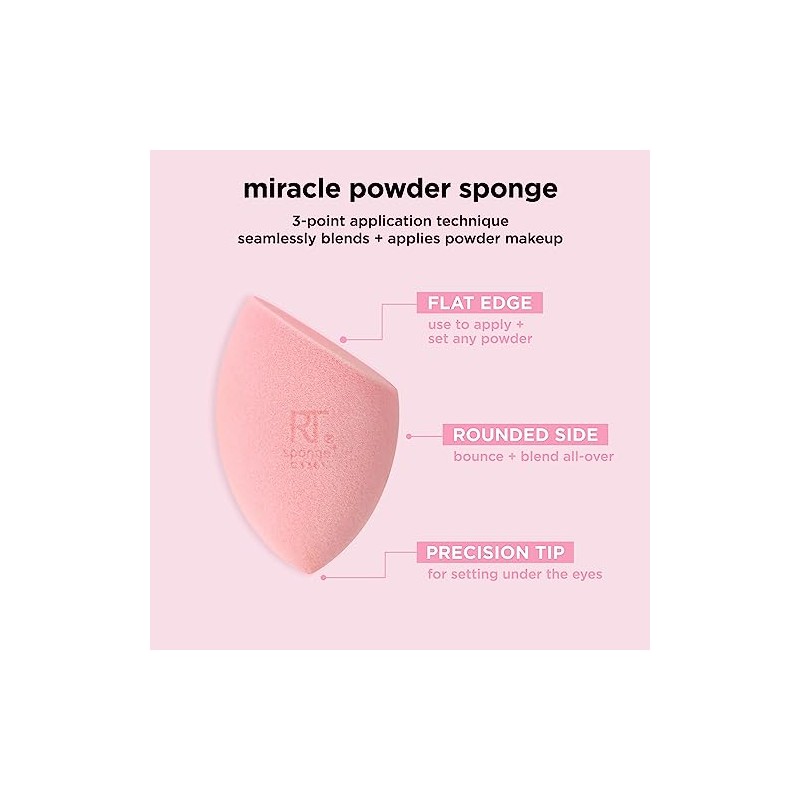 REAL TECHNIQUES, Esponja Miracle Powder, para Maquillaje en Polvo, Aplicacin