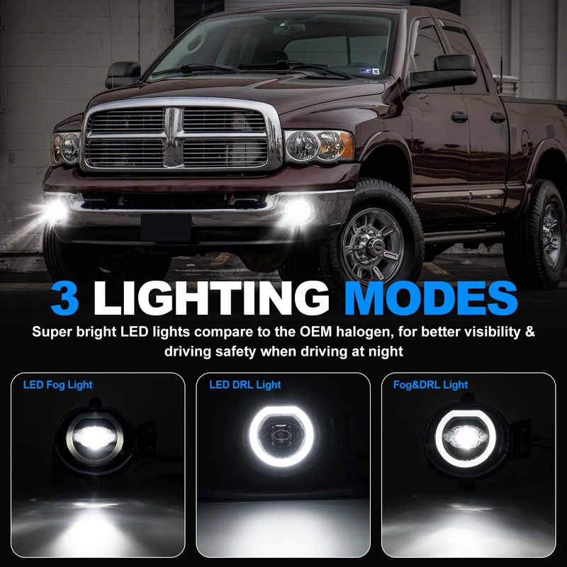 SHINEFIT LED Fog Lights Assembly wiht DRL Replacement for 2002-2008