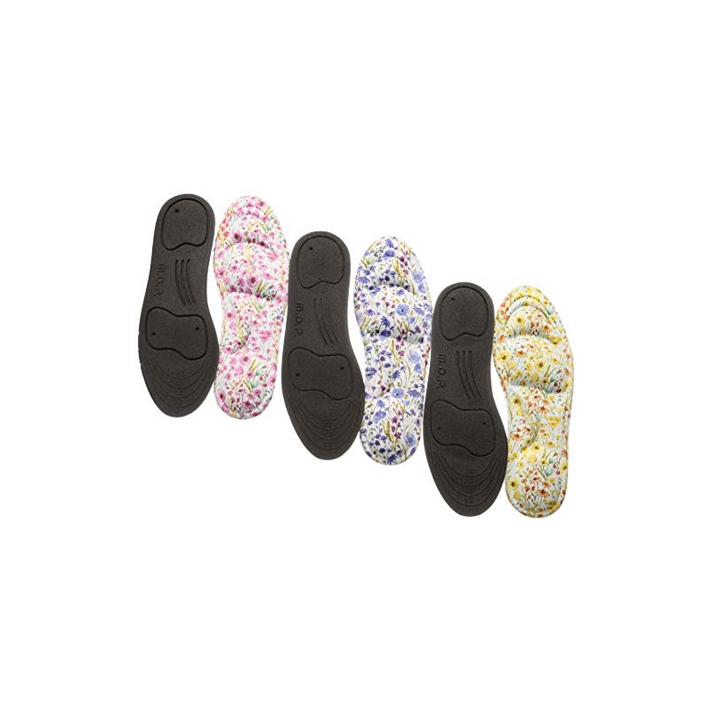 Maidai Women's Deodorizing Insole, Fluffy Insoles, Set of 3 floral