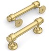 Amerdeco 10 Pack Brushed Gold Cabinet Pulls 3 Inch Hole