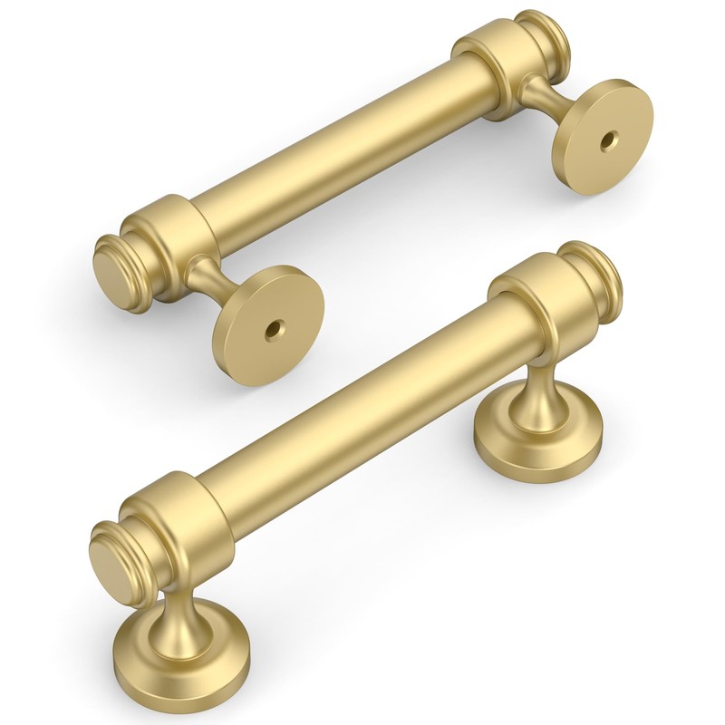 Amerdeco 10 Pack Brushed Gold Cabinet Pulls 3 Inch Hole