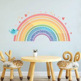 Rainbow Anime Wall Stickers, Vinyl Wall Decals Peel and Stick, Removable Wall Murals Nature Wall Decor for Bedroom Living Room Nursery Classroom