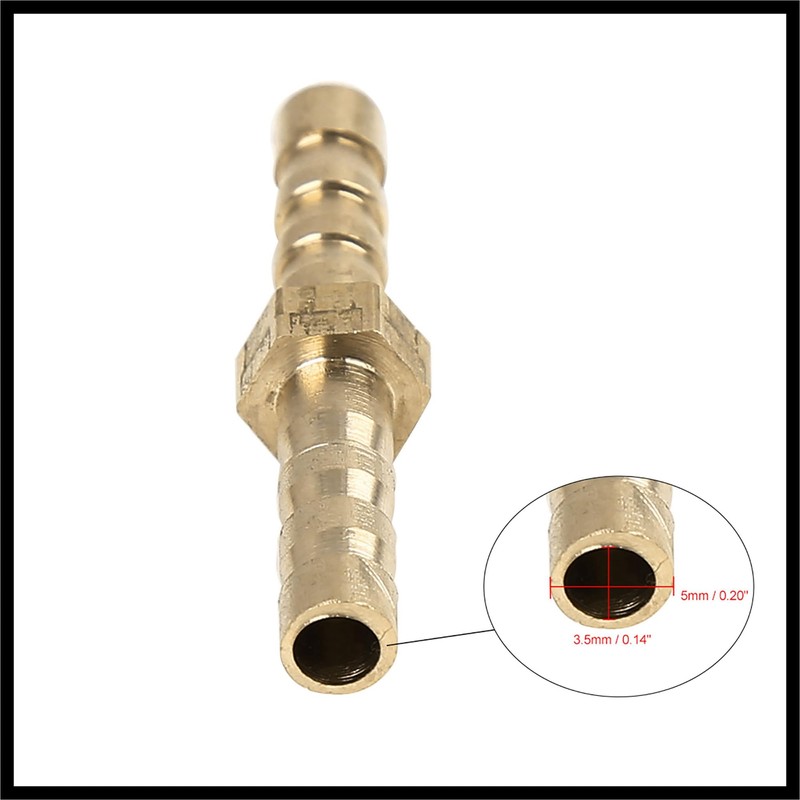 Hihaha 5mm Brass Barb Hose Fitting Straight Joiner for Air