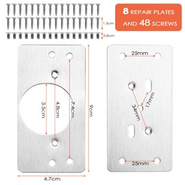Tekenewbse 8 Pieces Cabinet Hinge Repair Plate, Repair Kit 9 × 4.7 cm Hinge Repair Plate with Screws, Cabinet Door Hinge Repair Piece Side Hinge Plate for Furniture, Drawer