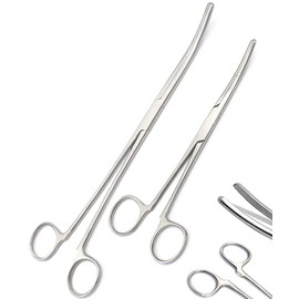 AAProTools New 2PC Fishing Set 8" + 12" Curved HEMOSTAT Forceps Non-Locking Clamps Stainless Steel