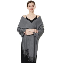 QBSM Womens Large Soft Wedding Evening Pashmina Shawls Wraps Scarfs,Grey