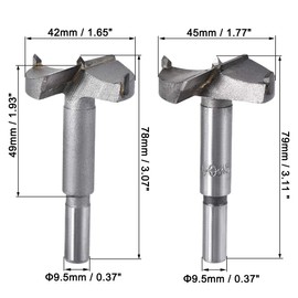 sourcing map Forstner Drill Bit 42 mm 45 mm Diameter Hole Saw Carbide Alloy Steel 2-in-1 Set