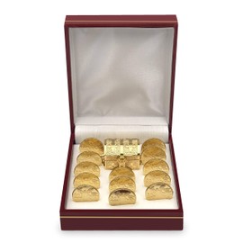 Arras Matrimoniales de baño de Oro 24K con Cofre y estuche, Wedding Coins Boda (Virgen Completa)