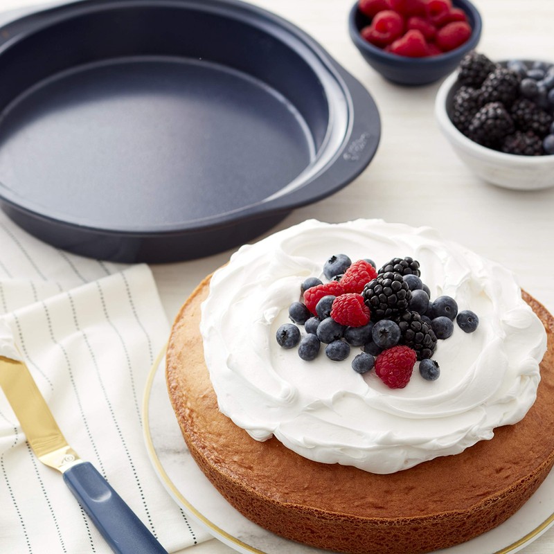 Wilton Diamond-Infused Non-Stick Navy Blue Round Baking Pan, 9-inch, Steel