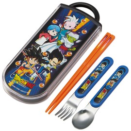 Skater TACC2AG-A Children's Cutlery Set, Lunch, Chopsticks, Spoon, Fork, Made in Japan, Sliding Type, Name Sticker, Antibacterial, Trio Set, Dragon Ball DAIMA Boys