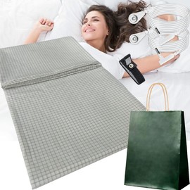 Organic Grounding Sheet 13% Silver for Bed Sleeping Therapy with Safest Ground Adapter and Connection 15ft Cord (60x80 Inch Queen)