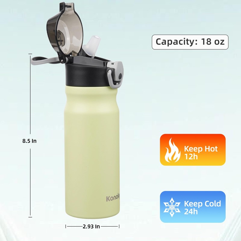konokyo Insulated Water Bottle 18oz-Macaron Green
