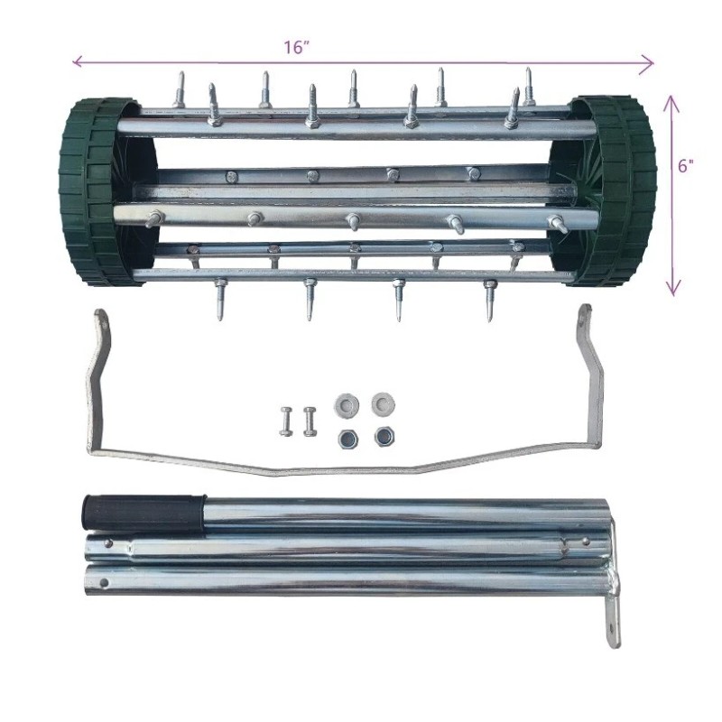 QDXFL 16" Rolling Lawn Aerator Push Tine Spike Soil Lawn